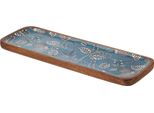 Eccellenti Articoli Per La Casa | Piatto Da Portata - Piatto Da Portata - 30 X 10 X 1,5 Cm - Legno Di Mango - Motivo Floreale - Piatto -100%