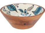Eccellente Oggetti Per La Casa | Ciotola Decorativa - Fruttiera - 25 Cm - Legno Di Mango100% - Ciotola - Con Motivo Floreale - Fatta A Mano