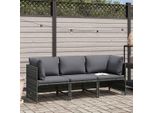 Divano Da Giardino A 3 Posti Con Cuscini In Poly Rattan Grigio