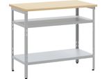 Vidaxl Tavolo Da Lavoro Grigio 100 X 55 X 85 Cm In Acciaio E Legno Pregiato