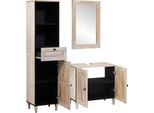 Vidaxl Set Mobili Da Bagno Con Cassetti 3 Pezzi Bianco Legno Massello Di Mango