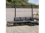 Set Di Divani Da Giardino 5 Pezzi Con Cuscini In Poly Rattan Grigio