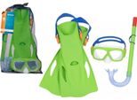 Set Da Immersione Maschera, Boccaglio, Pinne Verde
