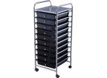 Costway Costway Carrello Carrello Da Bagno Carrello Da Bagno Carrello Laterale Con 10 Cassetti Nero