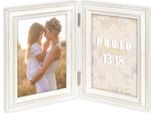 Zep Cornice Doppia In Legno Rosel 2 Foto 10X15 Cm Bianco 27X18 Cm
