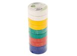 Nastro Isolante In Pvc 0,13 Mm X 15 Mm X 10 M, 5 Colori, 10 Pezzi