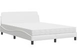 Vidaxl Letto Con Materasso "Dover"" Bianco 120X200 Cm In Pelle Finta"