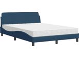 Vidaxl Letto Con Materasso "Dover"" Blu 120X200 Cm Tessuto"
