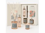 Lussuoso Set Regalo Profumato - Candela Profumata, Diffusore A Bastoncino In Rattan E Spray - 25 X 19 X 6 Cm - Confezione Regalo - Set Regalo Per Uomo E Donna - Beige