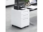 Cartella Mobile Con 3 Cassetti Per L'ufficio Sotto La Scrivania, Stile Semplice E Versatile, Bianco