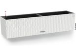 Fioriera Lechuza Balconera Cottage 80 Bianco | Cassetta Da Balcone Con Sistema Di Irrigazione E 2 Inserti Per Piante | Aspetto Vimini | 79 X 19 X 19 Cm | 15610
