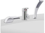 Set 3 Fori Miscelatore Vasca Rubinetto Bordo Vasca Rubinetto Cromato Cascata Doccia A Mano