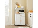 Sobuy FSB12-W Armadio Per Microonde Con Rotelle Armadio Da Cucina Carrello Da Cucina Carrello Per Bevande Con 2 Ripiani, 2 Ante E 1 Cassetto, Bianco Wd Circa 62X119X40Cm