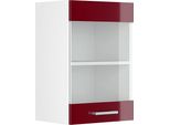Vicco Pensile Universale R-Line, 40 Cm Con Anta In Vetro, Rosso Bordeaux Lucido/Bianco