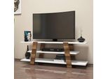 Skye Decor, Flower- Flower Chl, Colore Noce,,Bianco, Mobili Tv, 42X120X33,6 Cm, 100% Pannello Di Particelle Rivestito In Melamina
