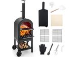 Costway Forno Per Pizza Da Esterno, Carrello Per Barbecue A Legna Con Camino, Forno Portatile Per Barbecue A Legna Per Barbecue All'aperto, Giardino, Campeggio