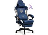 Gtplayer Sedia Da Gioco Sedia Da Gioco Con Altoparlanti Bluetooth E Poggiapiedi, Sedia Da Ufficio Serie Dragon, Sedia Girevole Ergonomica, Sedia Per Computer Blu