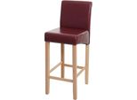 Sgabello Da Bar HWC-C33, Sgabello Da Banco, Legno Mvg ~ Rosso-Marrone, Gambe Chiare, Pelle Finta