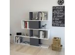Skye Decor, Karlin - Bianco, Antracite, Libreria, Bianco, 100 % Pannello Di Legno Rivestito Di Melamina, 120 X 19,5 X 109 Cm