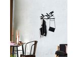 Wallity, KuşLar- PYT1104, Nero, Portasciugamani E Gancio, 52 X 4 X 32 Cm, 100% Metallo