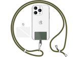 Holdme Air Edition - Cordino Universale Con 2 Cuscinetti E Moschettone (Argento) - Cinturino Per Cellulare Da 160 Cm - Verde Oliva