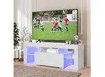 Mobile Tv Fch Con Illuminazione A Led E Lavagna Tv A 1 Cassetto 130 X 35 X 45 Cm Bianco