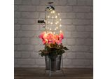 1.03 Decorazione Solare Da Giardino A Led Wasserhahn Con 30 Led In Bianco Caldo - Su Supporto Con Vaso - Circa 17,5 X 60 Cm