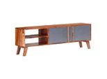 The Living Store Mobile Tv Grigio 140X30X45 Cm In Palissandro Massello