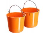 Secchio Da Costruzione In Plastica Kadax "Kanan"", Secchio Per Malta Con Manico, Secchio, Secchio Per Cemento, Secchio Per Acqua, Arancione, 12 Litri, 2 Pezzi"