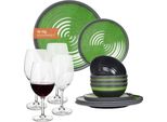 Set Di Stoviglie Da Campeggio In Melamina 4 Persone Stone Green + 4 Bicchieri Da Vino Rosso Tiamo Bicchieri Da Vino Rosso Stoviglie Picnic Bbq