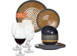 Set Di Stoviglie Da Campeggio In Melamina 4 Persone Stone Curry + 4 Bicchieri Da Vino Rosso Tiamo Bicchieri Da Vino Rosso Stoviglie Picnic Bbq