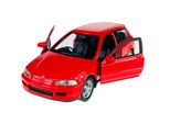 Welly 1992 Honda Civic V Rosso 1:34-1:39 Modello In Metallo Pressofuso Nuovo In Scatola 43813