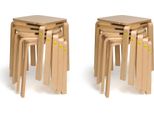 10X Sgabello Erzi 30 In Legno Sagomato - Impilabile