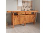 The Living Store Banco Da Lavoro Con Cassetti Morse 192X62X83 Cm In Legno Di Acacia