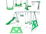 Grande Parco Giochi Per Bambini Con Altalena, Scivolo E Canestro Da Basket, Verde