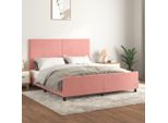 Vidaxl Letto Con Testiera Rosa 160X200 Cm In Velluto - Letto Con Testiera - Letto Con Testiera - Letto - Letto Con Testiera