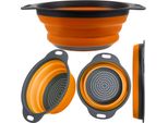 Colapasta Da Cucina In Silicone Pieghevole Lavabile In Lavastoviglie Colapasta Per Frutta Verdura Grigio-Arancio 23253