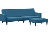 Vidaxl Divano Letto A 2 Posti Con Poggiapiedi In Velluto Blu