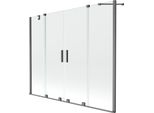 Mexen Velar Duo Paratia Da Vasca Da Bagno 2-Ante Scorrevoli 200 X 150 Cm, Trasparente, Grigio Canna Di Fucile Spazzolato
