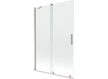 Mexen Velar Paratia Vasca Da Bagno Scorrevole A 2 Ante 120 X 150 Cm, Trasparente, Nichel Spazzolato - 896-120-000-01-97
