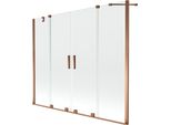 Mexen Velar Duo Parete Doccia Da Vasca A 2 Ante Scorrevoli 190 X 150 Cm, Trasparente, Oro Rosa - 896-190-000-02-60