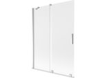 Mexen Velar Paraschermo Da Vasca Da Bagno A 2 Ante Scorrevoli 130 X 150 Cm, Smerigliato, Cromo - 896-130-000-31-01