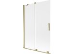 Mexen Velar Paratia Per Vasca Da Bagno A 2 Ante Scorrevoli 120 X 150 Cm, Ghiaccio, Dorato - 896-120-000-31-50