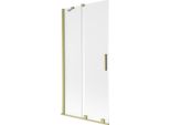 Mexen Velar Paravento Per Vasca Da Bagno 2-Ante Scorrevole 95 X 150 Cm, Brina, Oro Spazzolato - 896-095-000-31-55