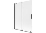 Mexen Velar Paratia Per Vasca A 2 Ante Scorrevoli 130 X 150 Cm, Smerigliato, Gun Metal - 896-130-000-31-95