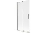Mexen Velar Paratia Vasca Da Bagno Scorrevole A 2 Ante 90 X 150 Cm, Smerigliato, Nichel Spazzolato - 896-090-000-31-97