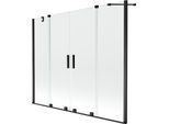Mexen Velar Duo Paravento Per Vasca Da Bagno A 2 Ante Scorrevoli 180 X 150 Cm, Trasparente, Nero - 896-180-000-02-70