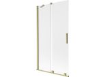Mexen Velar Paratia Da Bagno A 2 Ante Scorrevoli 100 X 150 Cm, Smerigliato, Oro Spazzolato - 896-100-000-31-55