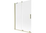 Mexen Velar Paratia Vasca Da Bagno Scorrevole A 2 Ante 120 X 150 Cm, Brina, Oro Spazzolato - 896-120-000-31-55