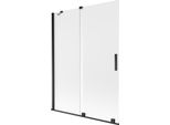 Mexen Velar Paravento Da Bagno Scorrevole A 2 Ante 130 X 150 Cm, Satinato, Nero - 896-130-000-31-70